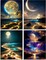 Moon Diamond Painting Kits for Adults, 5D Diamond Art Kits for Beginners, DIY Diamond Arts and Crafts for Living Room, Diamond dots Kits Kids Room 4 PCS Wall Art